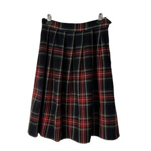 Nat Gordon Vintage Wool Midi Tartan Pleated Plaid Skirt - Size Medium